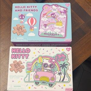 TWO Hello Kitty and Friends Puzzle Set - Pink and Purple
